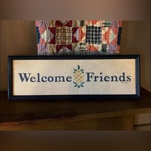 Vintage Welcome Friends Cross-Stitch Wall Art